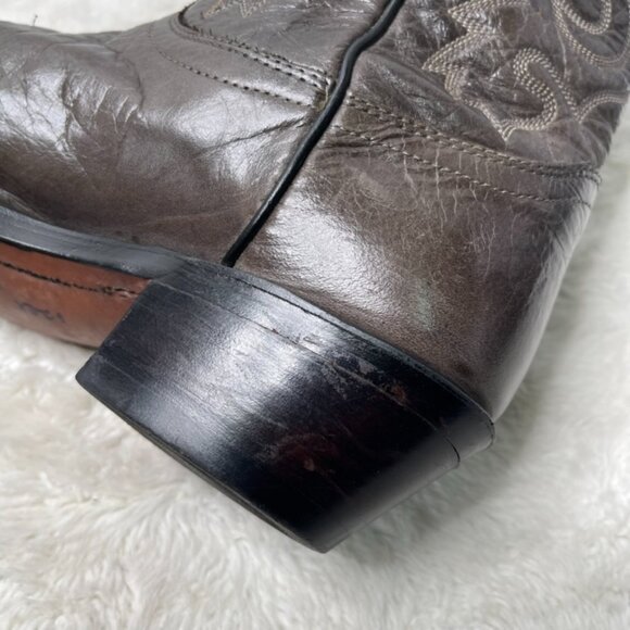 J Chisholm Men's Western Boots Leather US 9 D Gray Brown Cowboy Boots - Picture 10 of 14